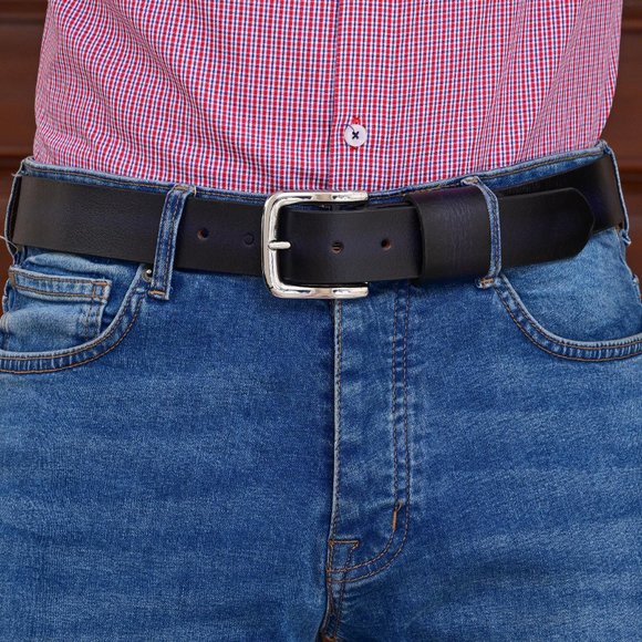 Premium Leather Belt For Men -Royal Blue With Black Tone. Free Personalization - Picture 11 of 15